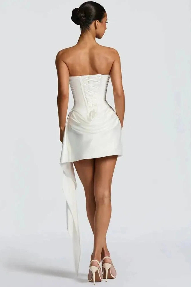 Glorol - Off-Shoulder Strapless Sleeveless Backless High Waist Mini Dress