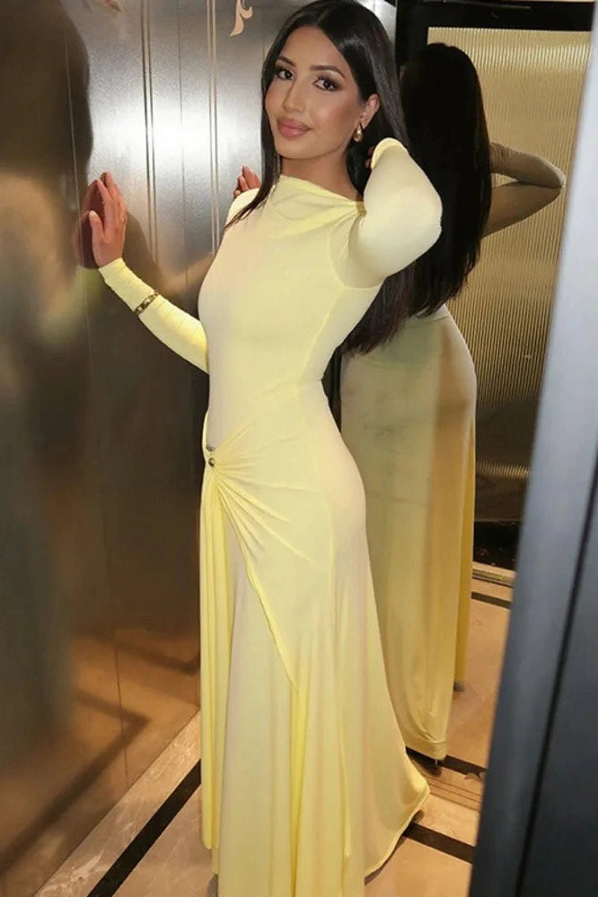 Glorol - Elegant Long Sleeve Bodycon Maxi Dress
