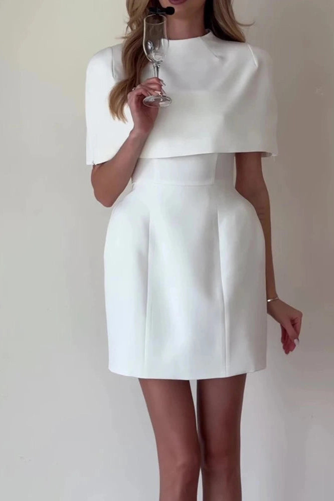 Glorol - Elegant High Waist A-Line Shawl Two-Piece Mini Dress