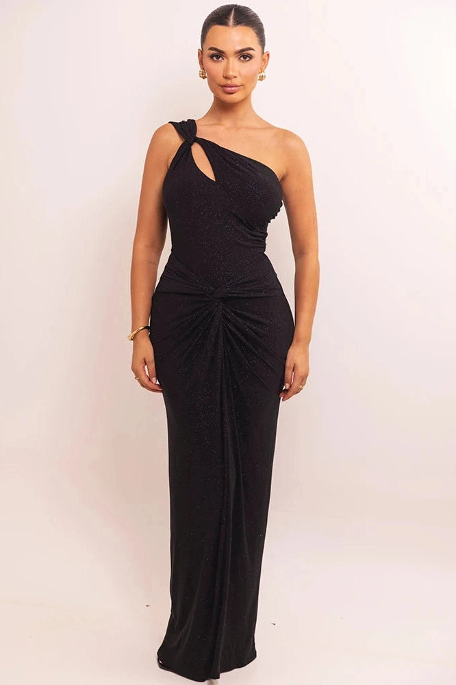 Glorol - Inclined Shoulder Sleeveless Backless Maxi Dress