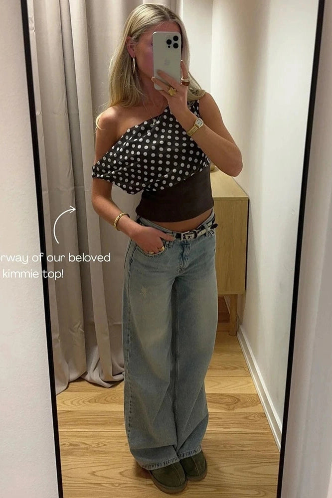Glorol - Backless Oblique Shoulder Sleeveless Top