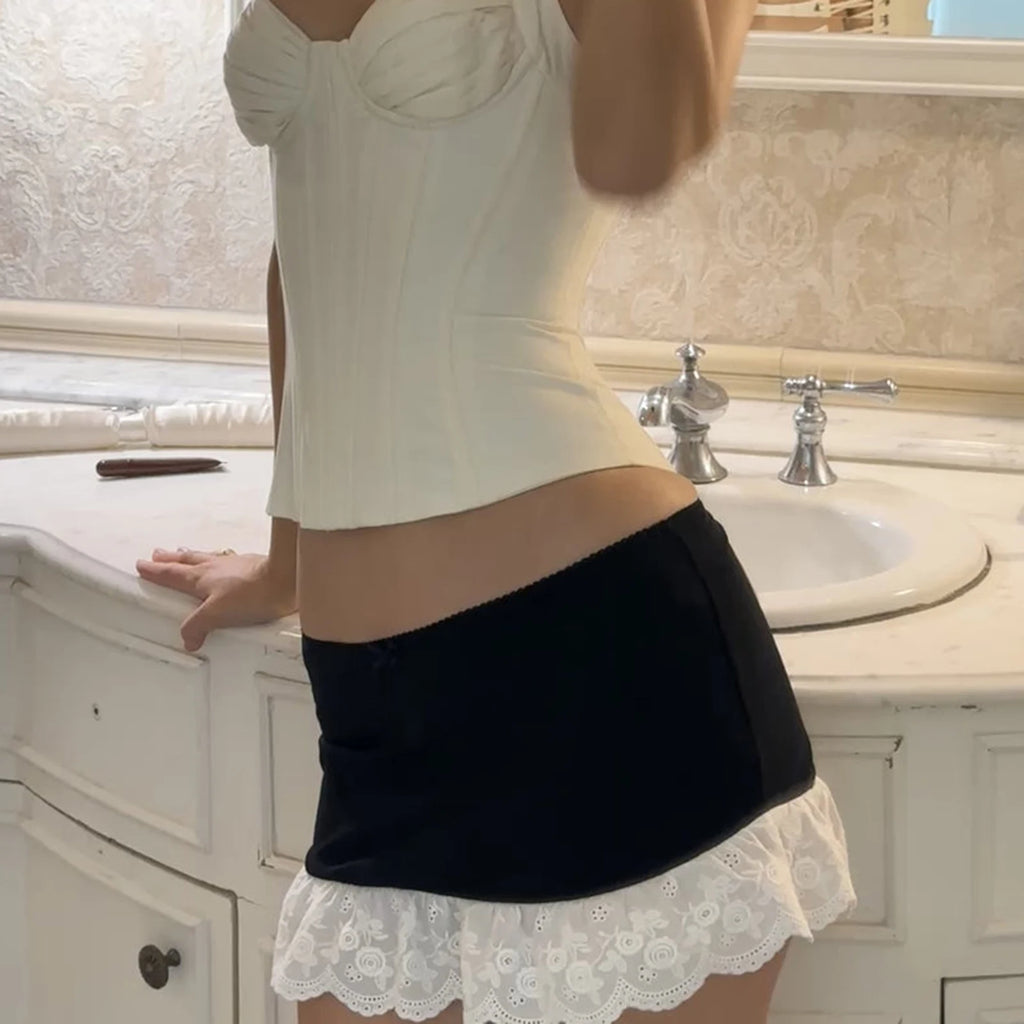 Glorol - Low Waist Patchwork Slim Fit Bodycon Skirt