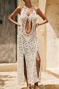 Glorol - Lace Hollow Out Sleeveless Split Maxi Dress