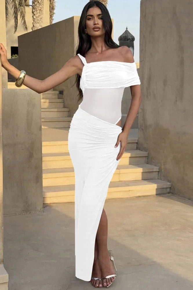 Glorol - One Shoulder Backless Sleeveless High Split Maxi Dress