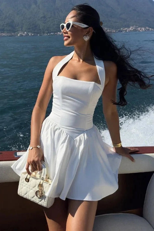 Glorol - Elegant Sleeveless Bodycon A-Line Patchwork Mini Dress