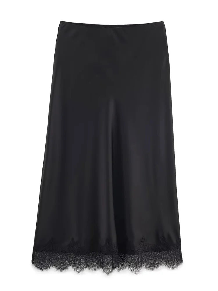 Glorol - High Waist Printed Lace Skirt