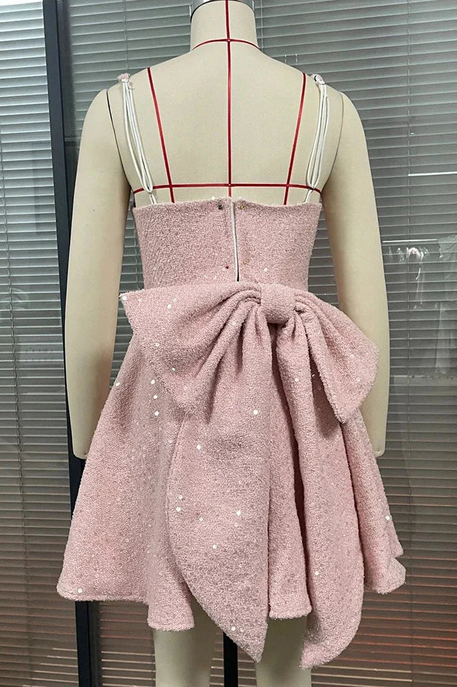 Backless Square Collar Sleeveless High Waist Mini Dress