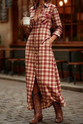 Glorol - Elegant High Waist Printed Long Sleeve Maxi Dress