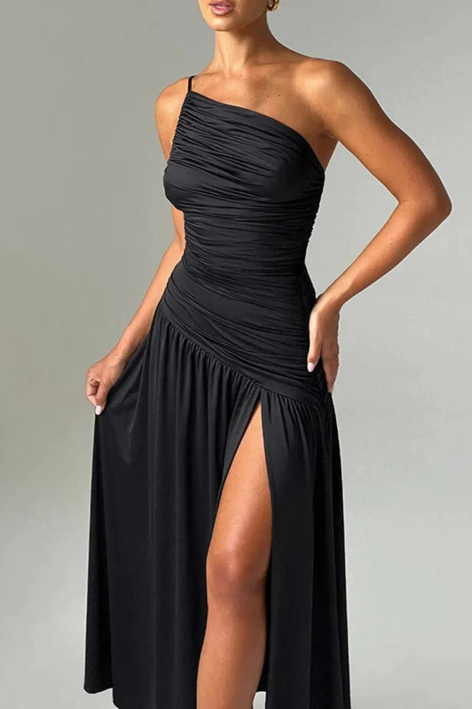 Glorol - Sleeveless Shoulder Strap High Split Maxi Dress