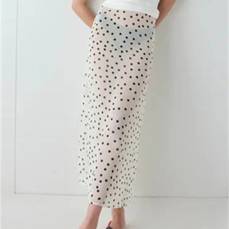 Glorol - High Waist See-Through Patchwork Skirt