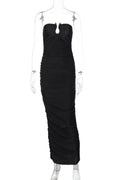 Glorol - Sleeveless Off-shoulder Strapless Backless Maxi Dress