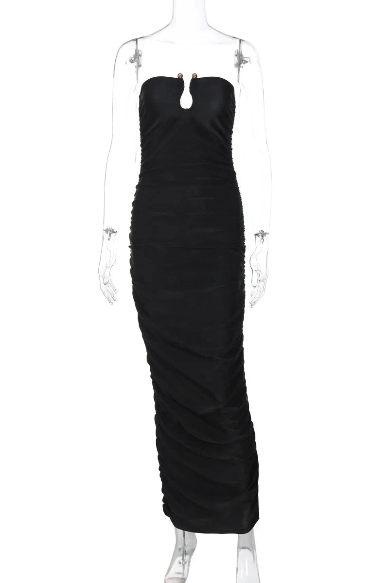 Glorol - Sleeveless Off-shoulder Strapless Backless Maxi Dress