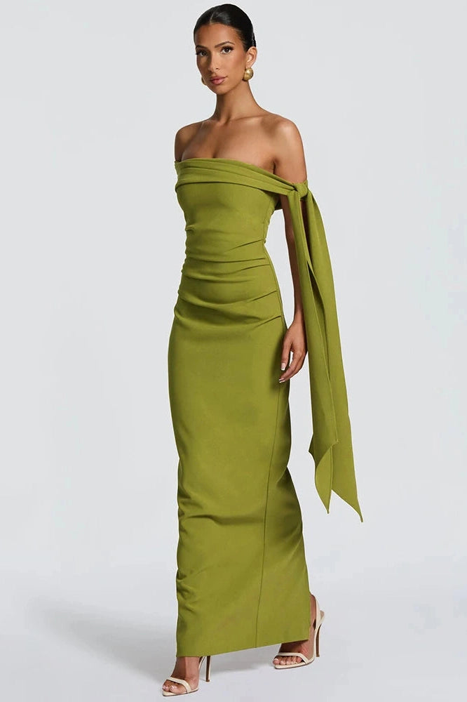 Glorol - Off-Shoulder Strapless Sleeveless Backless Bodycon Maxi Dress