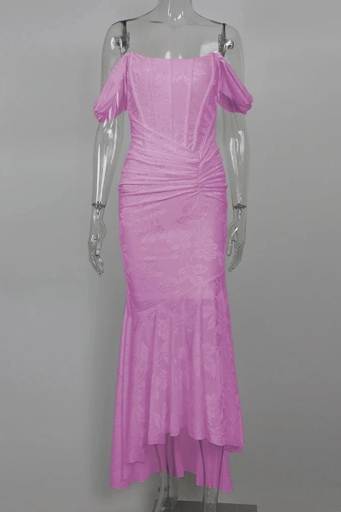 Glorol - Off-shoulder Strapless Sleeveless Backless Maxi Dress
