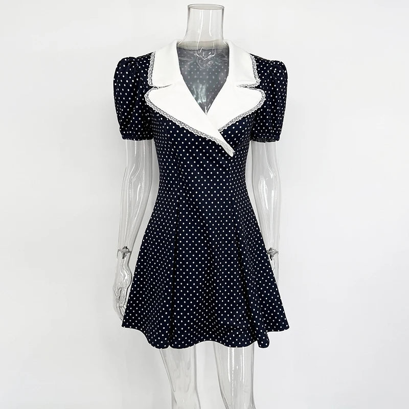 Glorol - Printed Puff Sleeve Slim Mini Dress