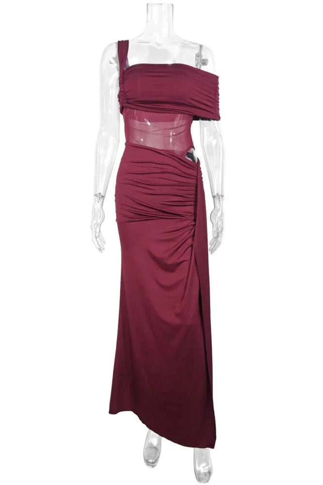 Glorol - One Shoulder Backless Sleeveless High Split Maxi Dress