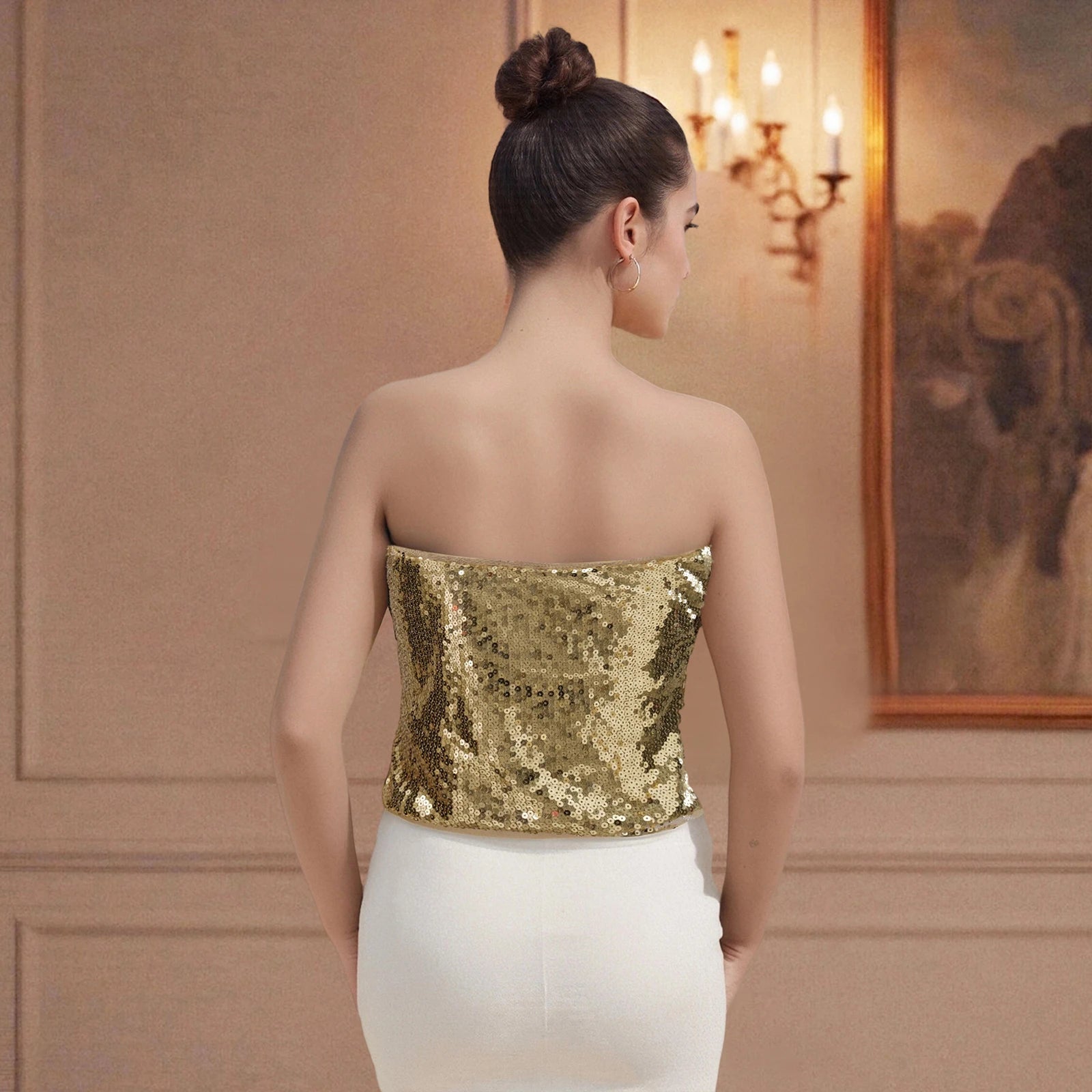 Glorol - Sleeveless Strapless Slim Fit Top