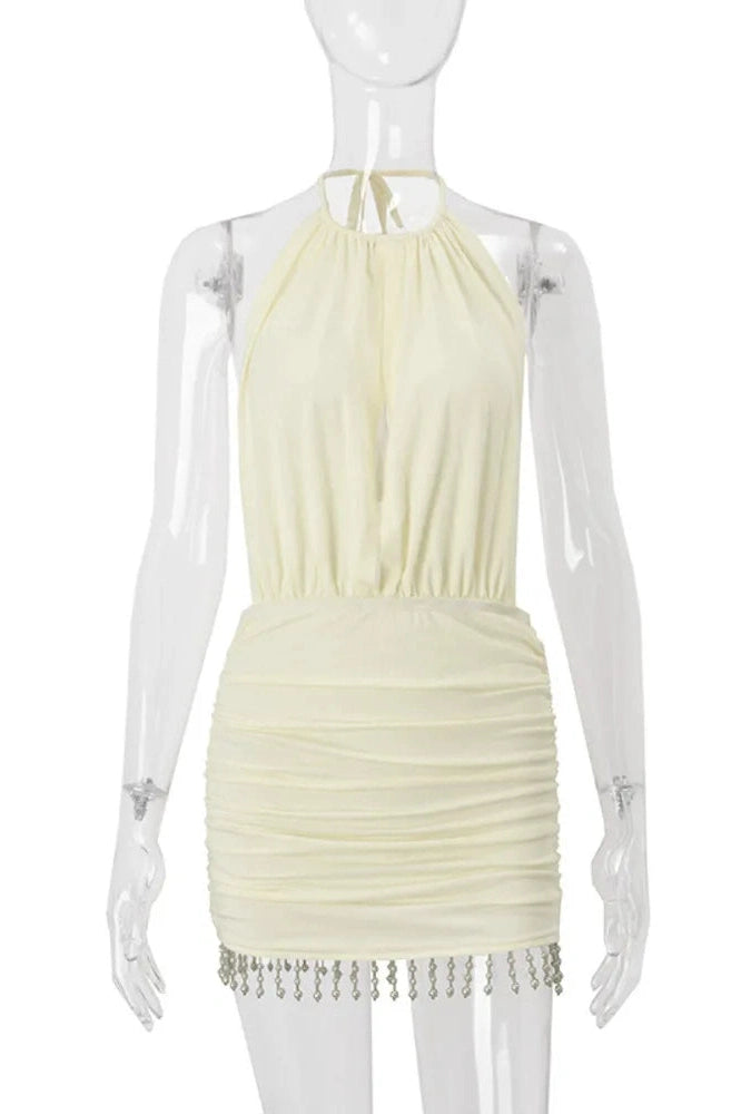 Glorol - Hollow Out Sleeveless High Waist Backless Mini Dress