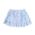 Glorol - A Line Plaid Print Tie-Up Waist Skirt