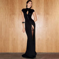 Glorol - Hollow Out High Waisted Button Maxi Dress
