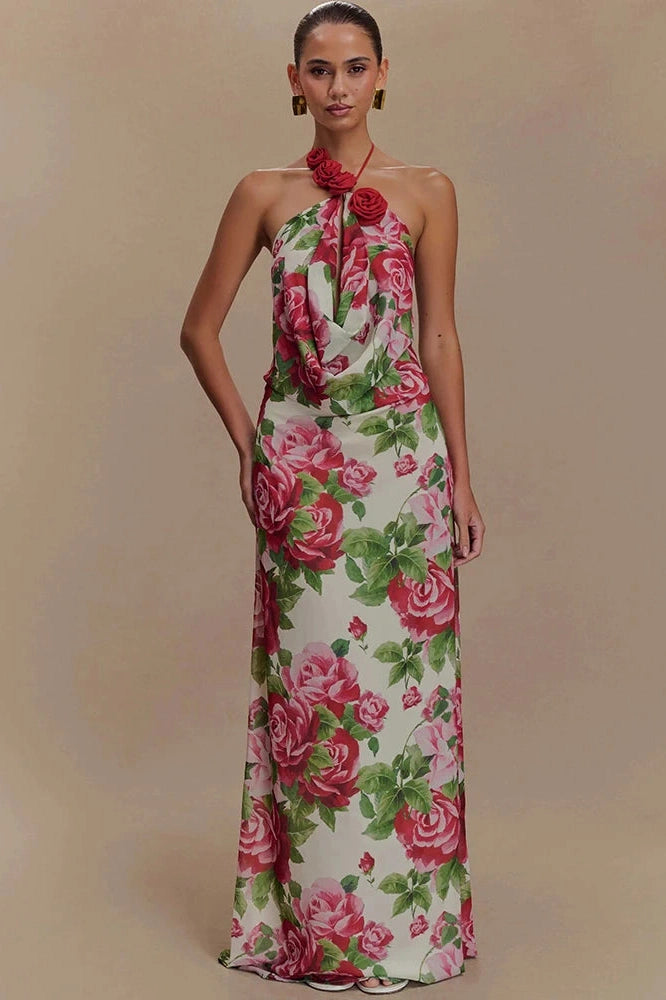 Glorol - Printed Off-Shoulder Strapless Sleeveless Backless Maxi Dress