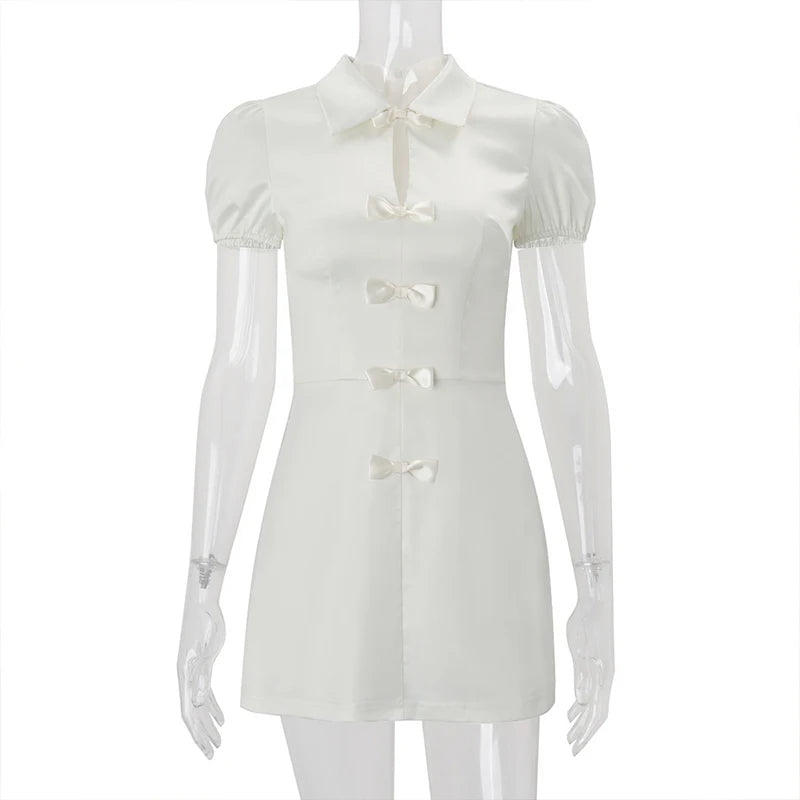 Glorol - Short Sleeve Slim High Waist Mini Dress