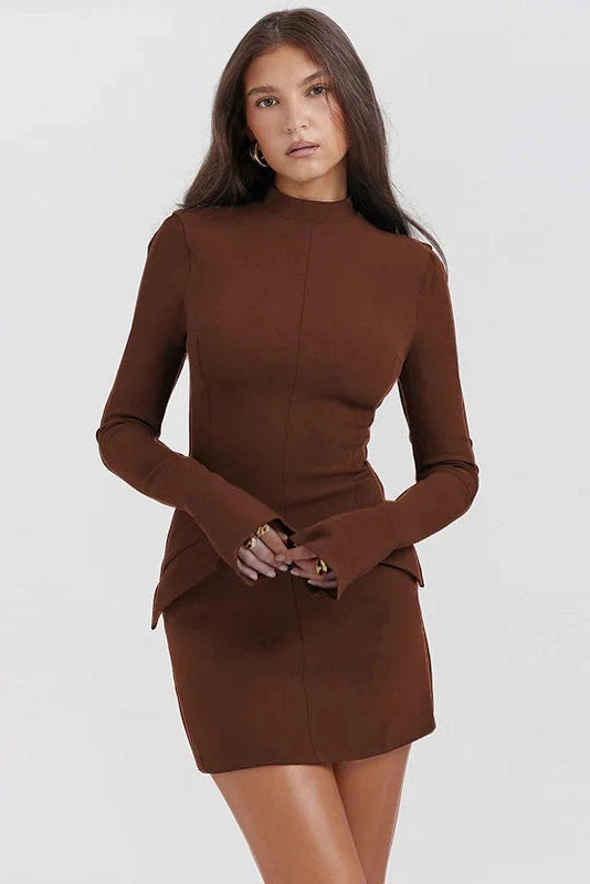 Glorol - Elegant Long Sleeve Bodycon Mini Dress