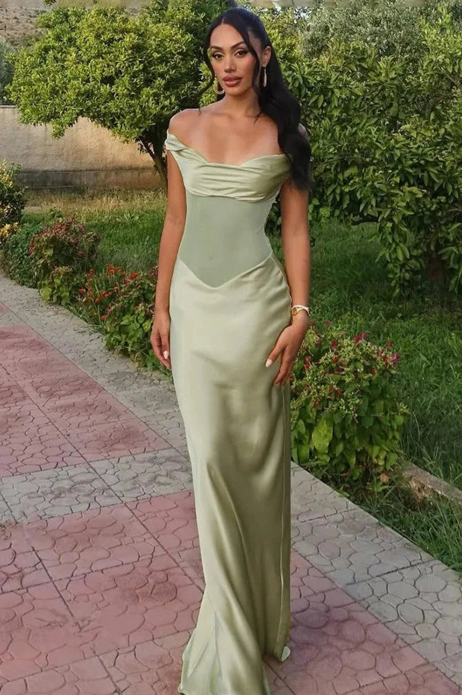 Glorol - Off-Shoulder Patchwork Strapless Sleeveless Bodycon Maxi Dress