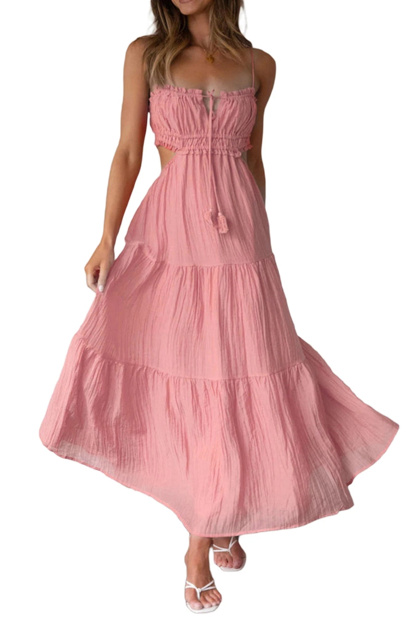 Glorol - Elegant Sleeveless High Waist Midi Dress