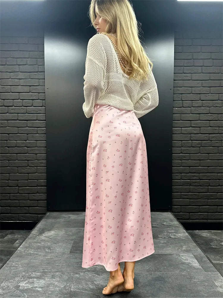 Glorol - High Waist Elegant Printed Patchwork Skirt