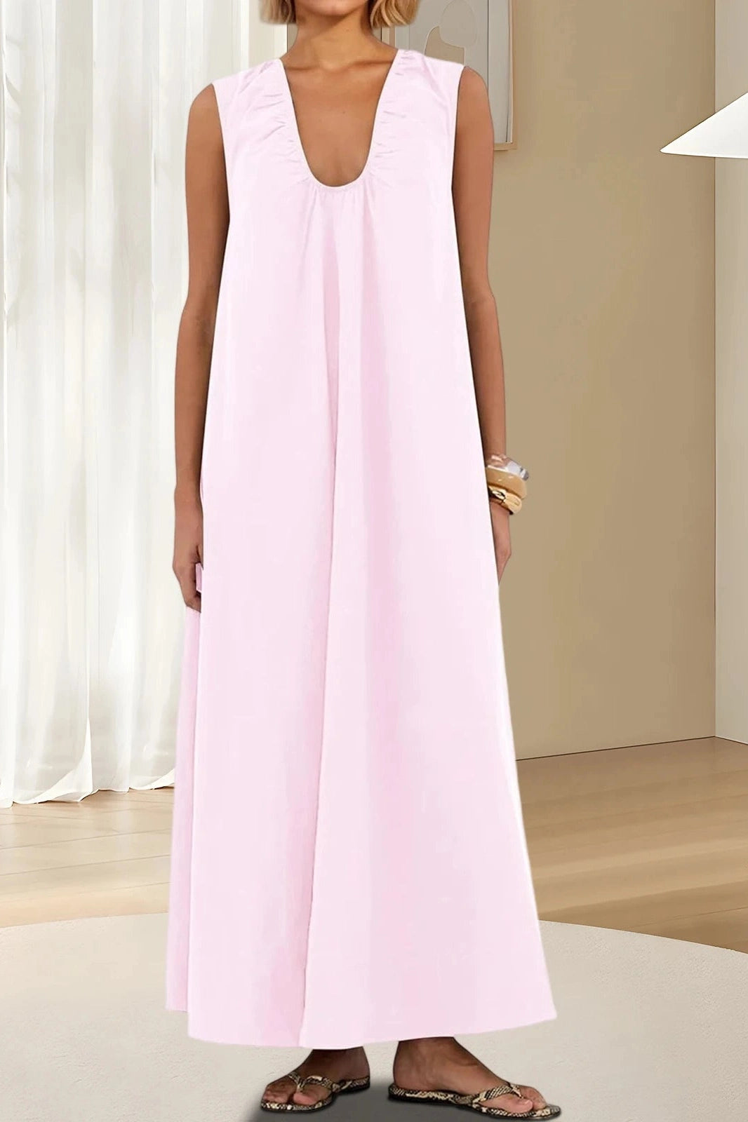 Glorol - Elegant Sleeveless Loose Maxi Dress