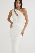 Glorol - Elegant One Shoulder Sleeveless Backless Midi Dress