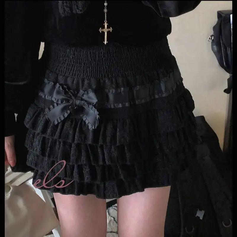 Glorol - A-line High Waist Pleated Layered Skirt
