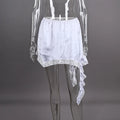 Glorol - High Waist Lace Ribbon Splice Skirt