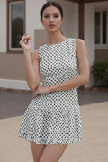 Glorol - Plaid Printed Round Neck Sleeveless Mini Dress