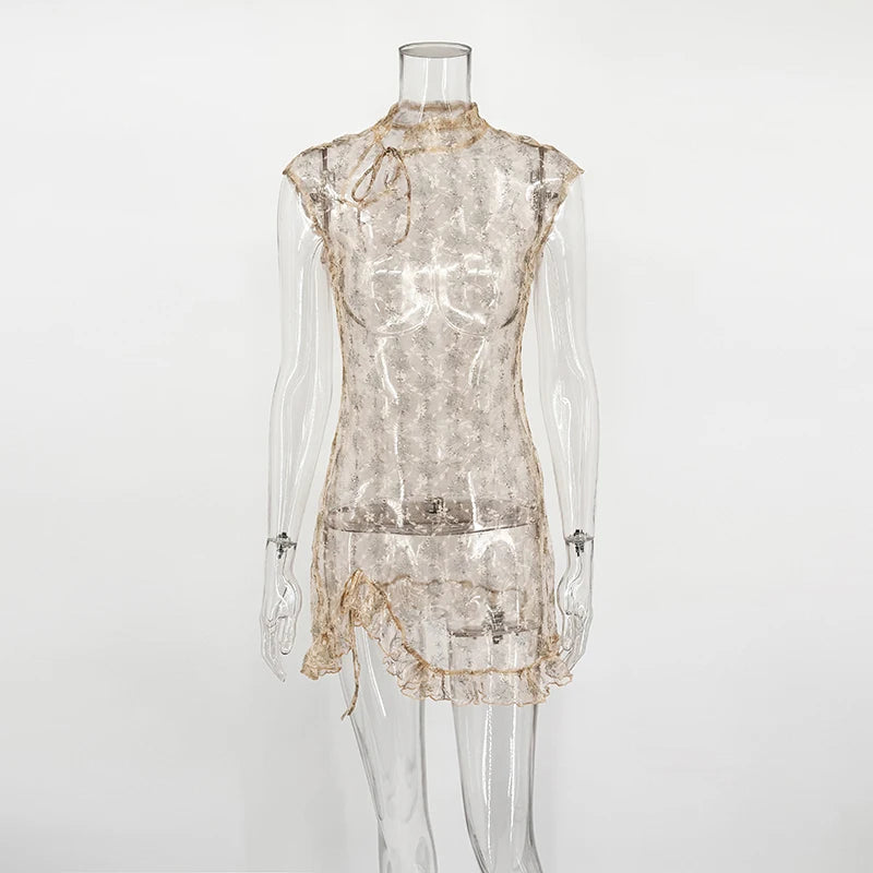 Glorol - Hollow Out Sleeveless Slim Mini Dress
