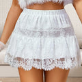 Glorol - High Waist A-Line Lace Skirt