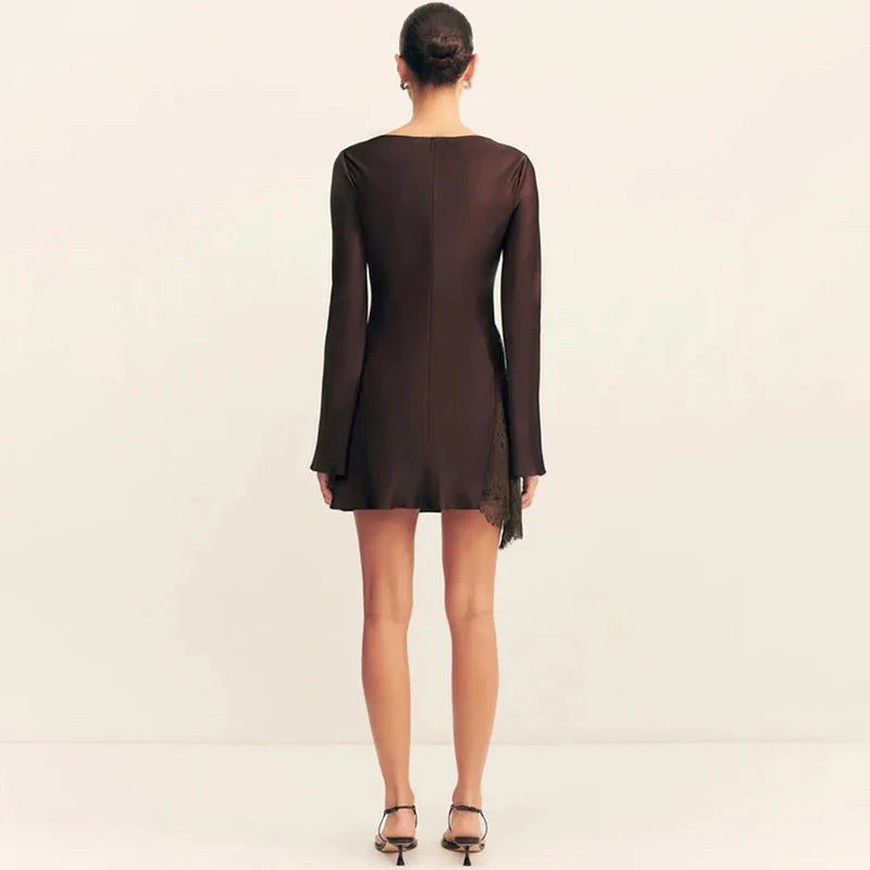 Glorol - Lace Long Sleeve Bodycon Mini Dress