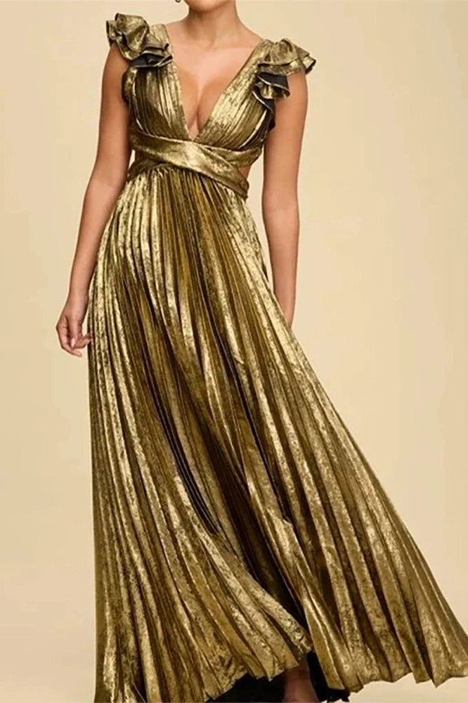 Glorol - Elegant Hollow Out Backless Sleeveless High Waist Maxi Dress