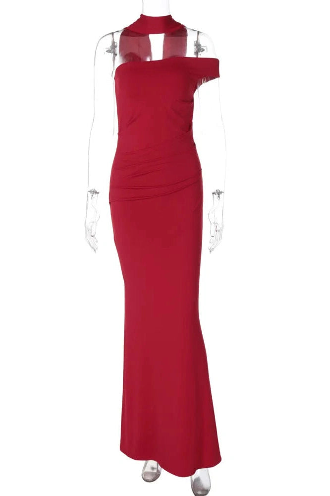 Glorol - Off-Shoulder Backless Strapless Sleeveless Bodycon Maxi Dress