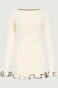 Glorol - Long Sleeve Pullover O-Neck Mini Dress