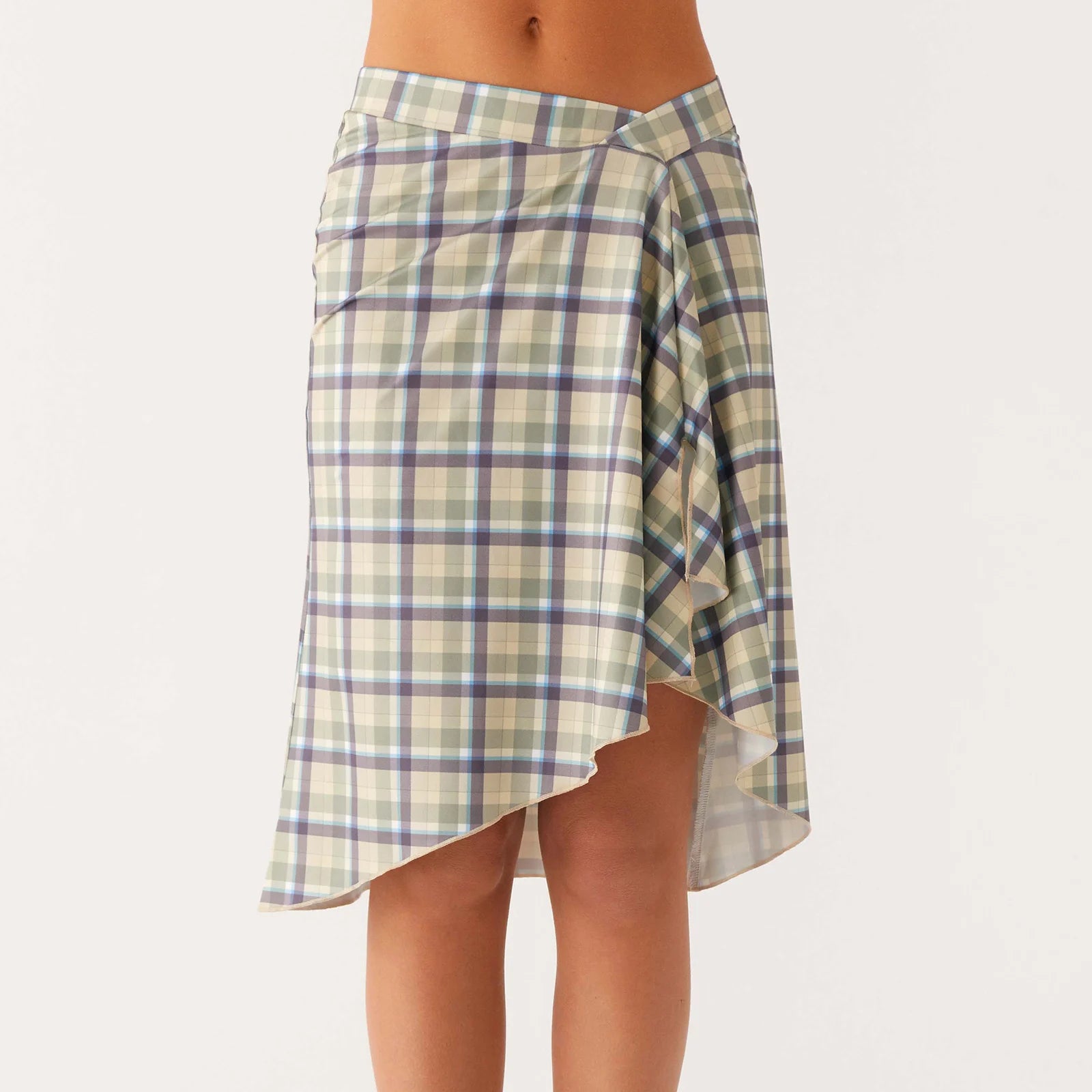 Glorol - Elegant Stripe Plaid Print A-Line Skirt