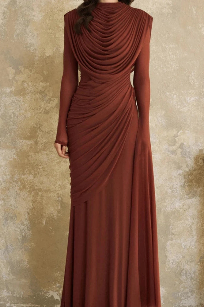 Glorol - Elegant Long Sleeve Slim Maxi Dress