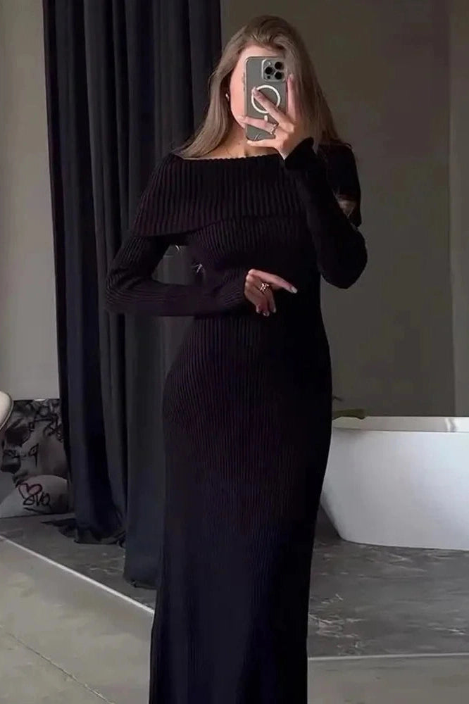 Glorol - Off-Shoulder High Waist Maxi Dress
