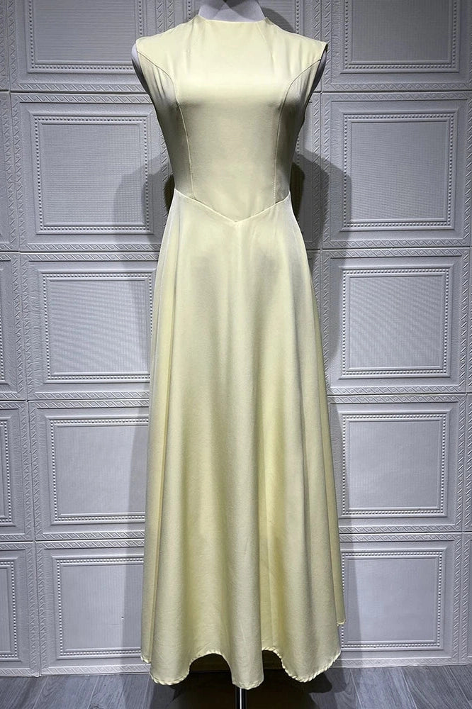 Glorol - Sleeveless High Waist Pleated Midi Dress