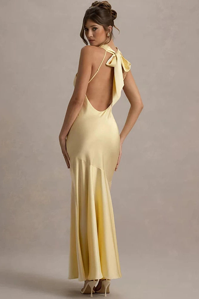 Glorol - Elegant Sleeveless Backless Pleated Maxi Dress