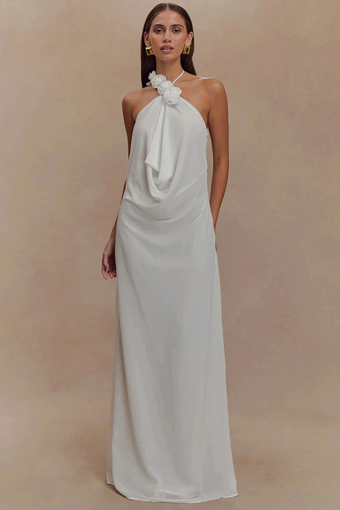 Glorol - Printed Off-Shoulder Strapless Sleeveless Backless Maxi Dress
