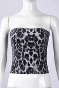 Glorol - Printed Strapless Zipper High Waist Sleeveless Top