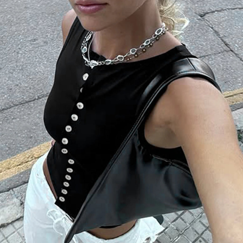 Glorol - Sleeveless Round Neck Slim Fit Top