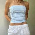 Glorol - Sleeveless Strapless Backless Slim Fit Top
